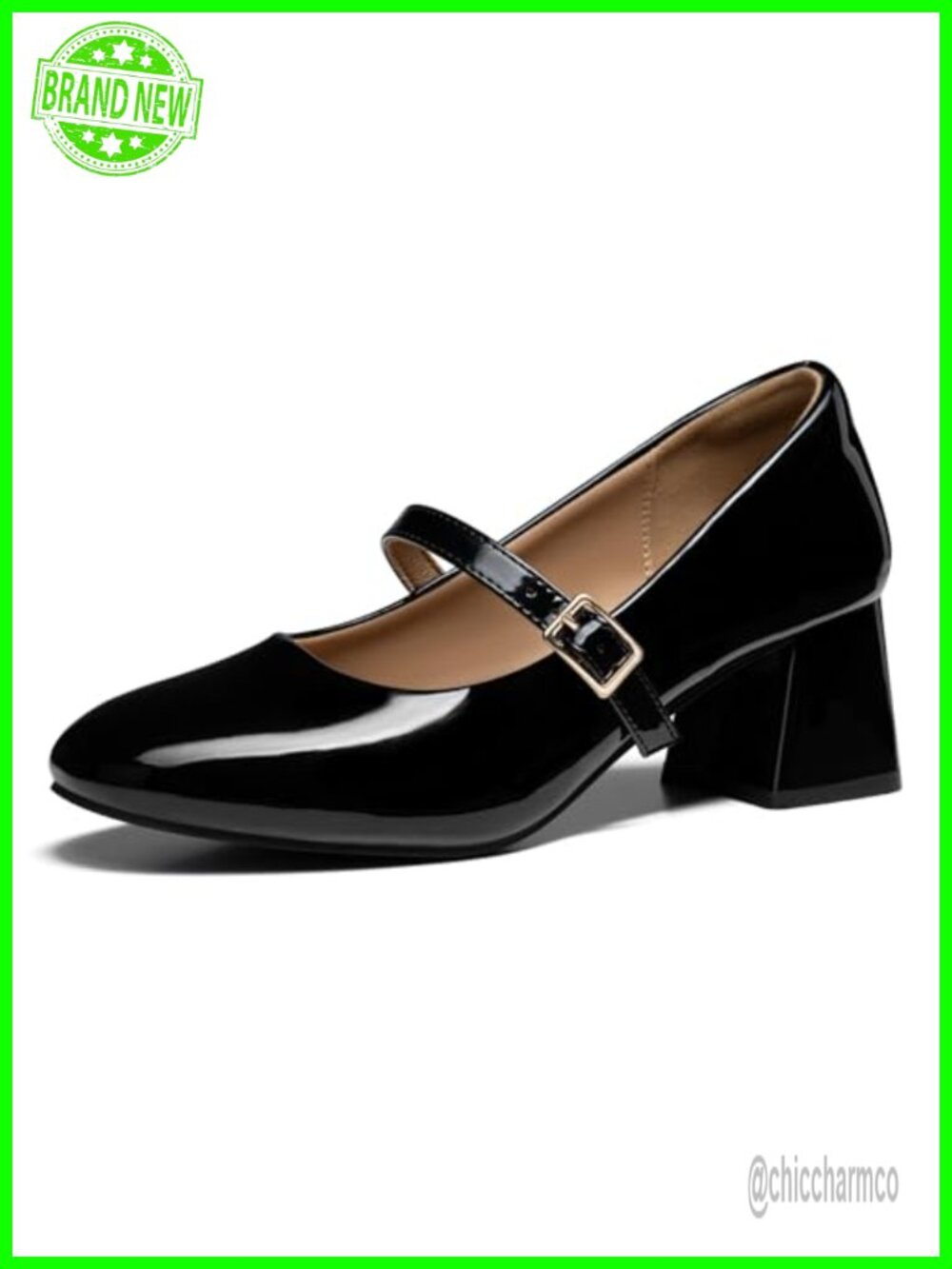 Chunky Mary Jane Heels Women Block Heels Dress Shoes Pumps Faux Leather